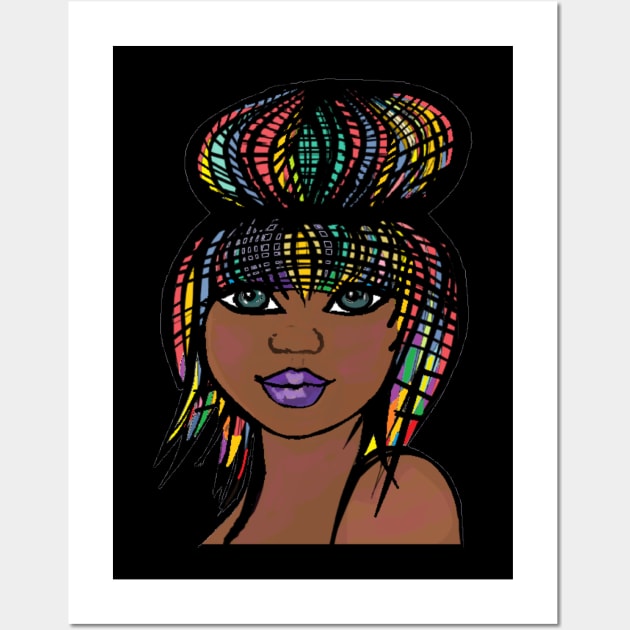 Natural Hair for Black Women Bun Art 1 Wall Art by curlygirztees1